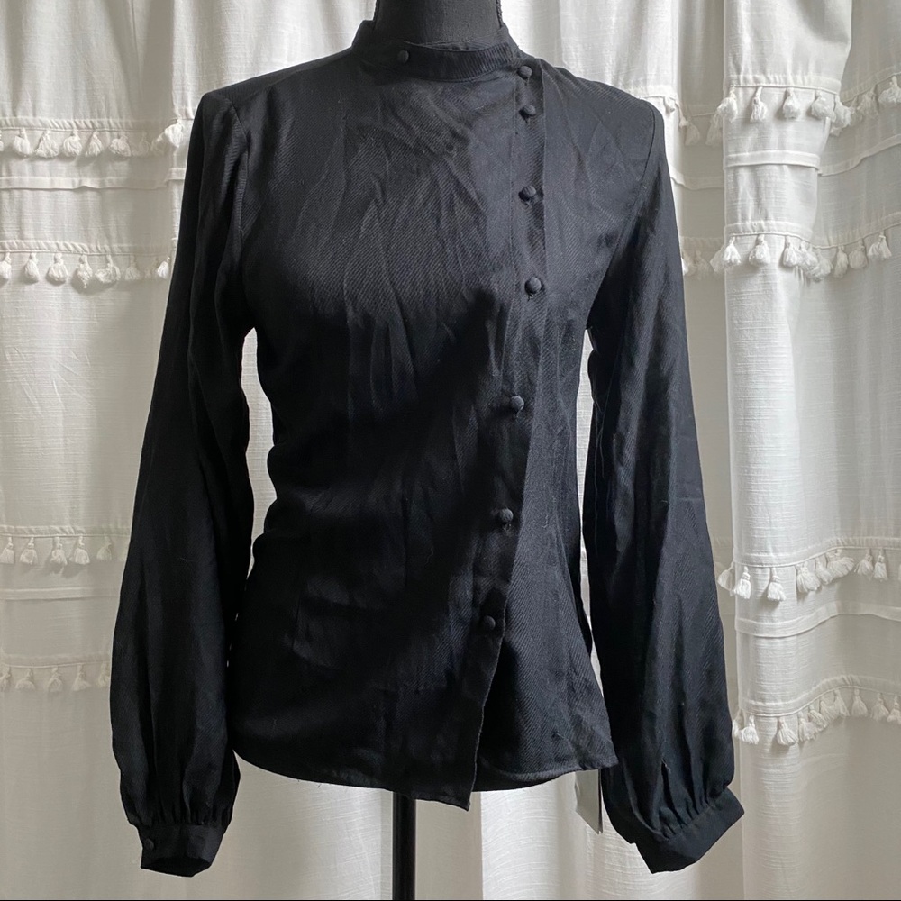 NWT mock collar asymmetrical button down shirt